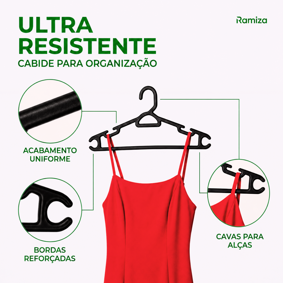Kit Cabides Adulto Preto Reforçado - 38cm