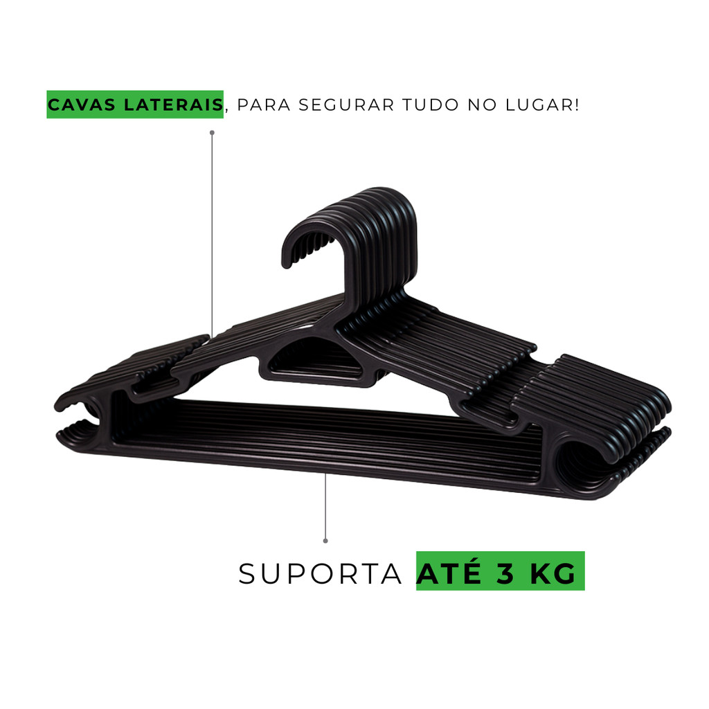 Kit Cabides Adulto Preto Reforçado - 38cm