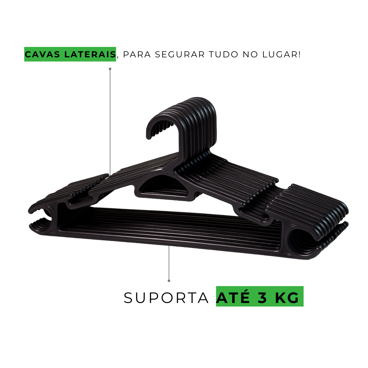 Kit Cabides Adulto Preto Reforçado - 38cm