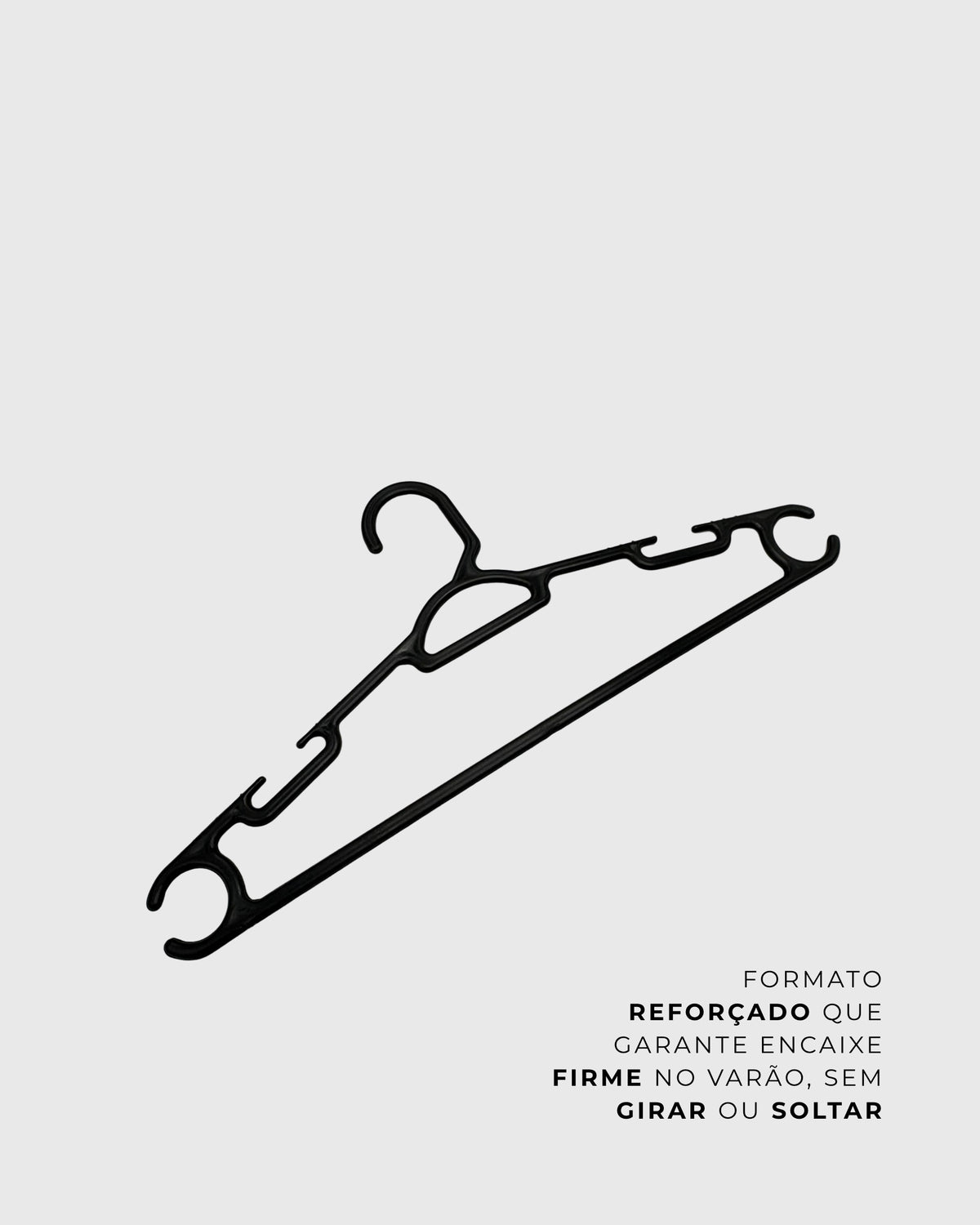 Cabides 38cm Adulto Preto Reforçado Antideslizante Resistente Cavas Laterais