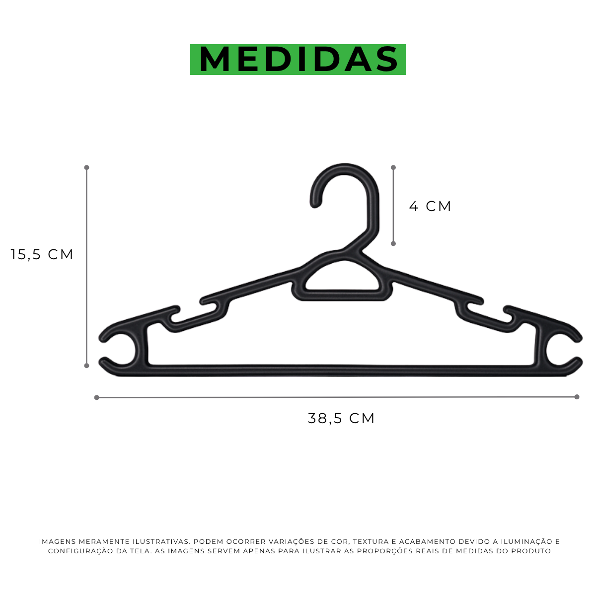 Kit Cabides Adulto Preto Reforçado - 38cm