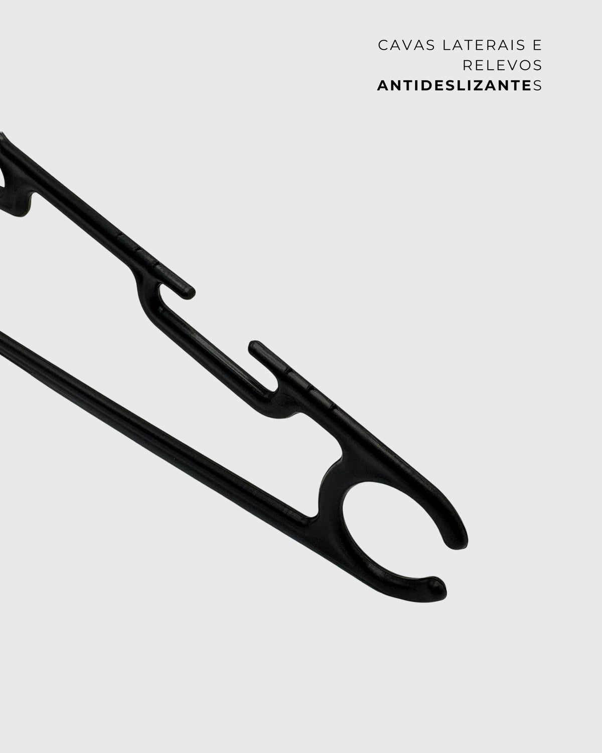 Cabides 38cm Adulto Preto Reforçado Antideslizante Resistente Cavas Laterais