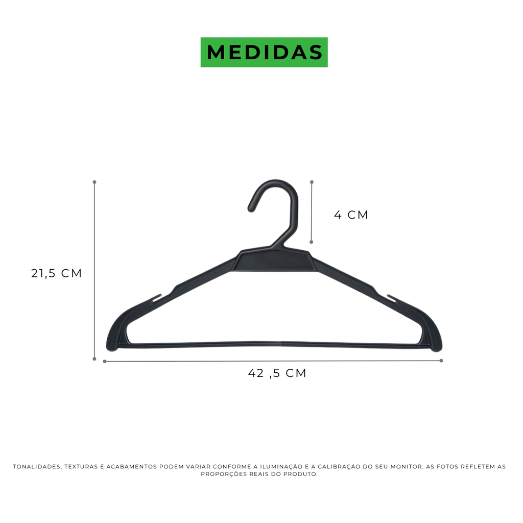 Kit Cabide Adulto Preto Grande - 42cm
