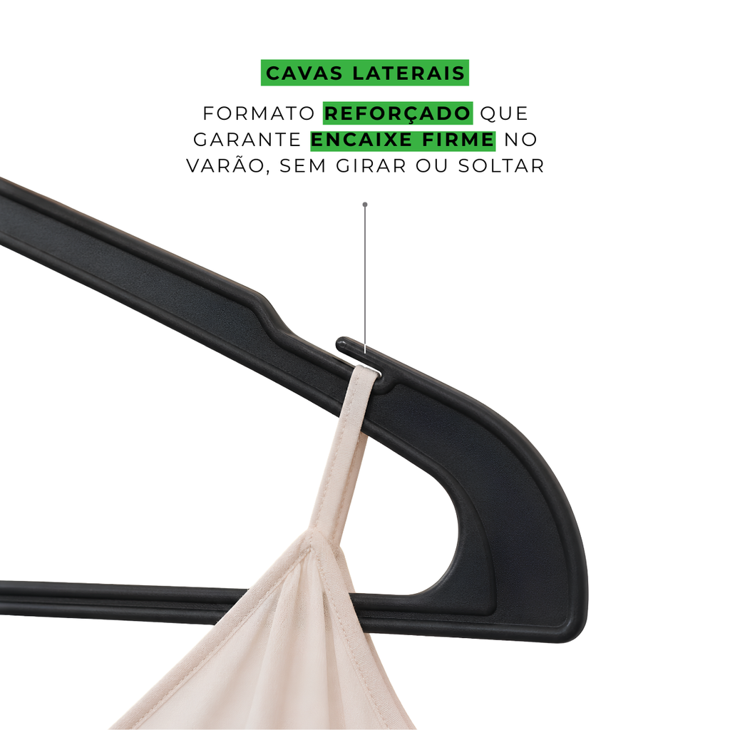 Kit Cabide Adulto Preto Grande - 42cm