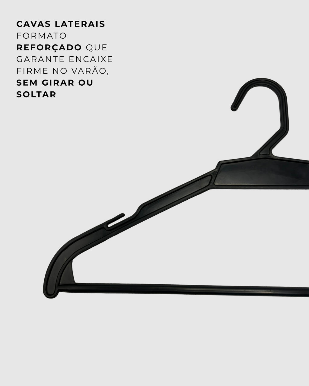 Cabide 42cm Organizador Adulto Robusto Preto Grande Firme Suporta até 5kg de Roupas