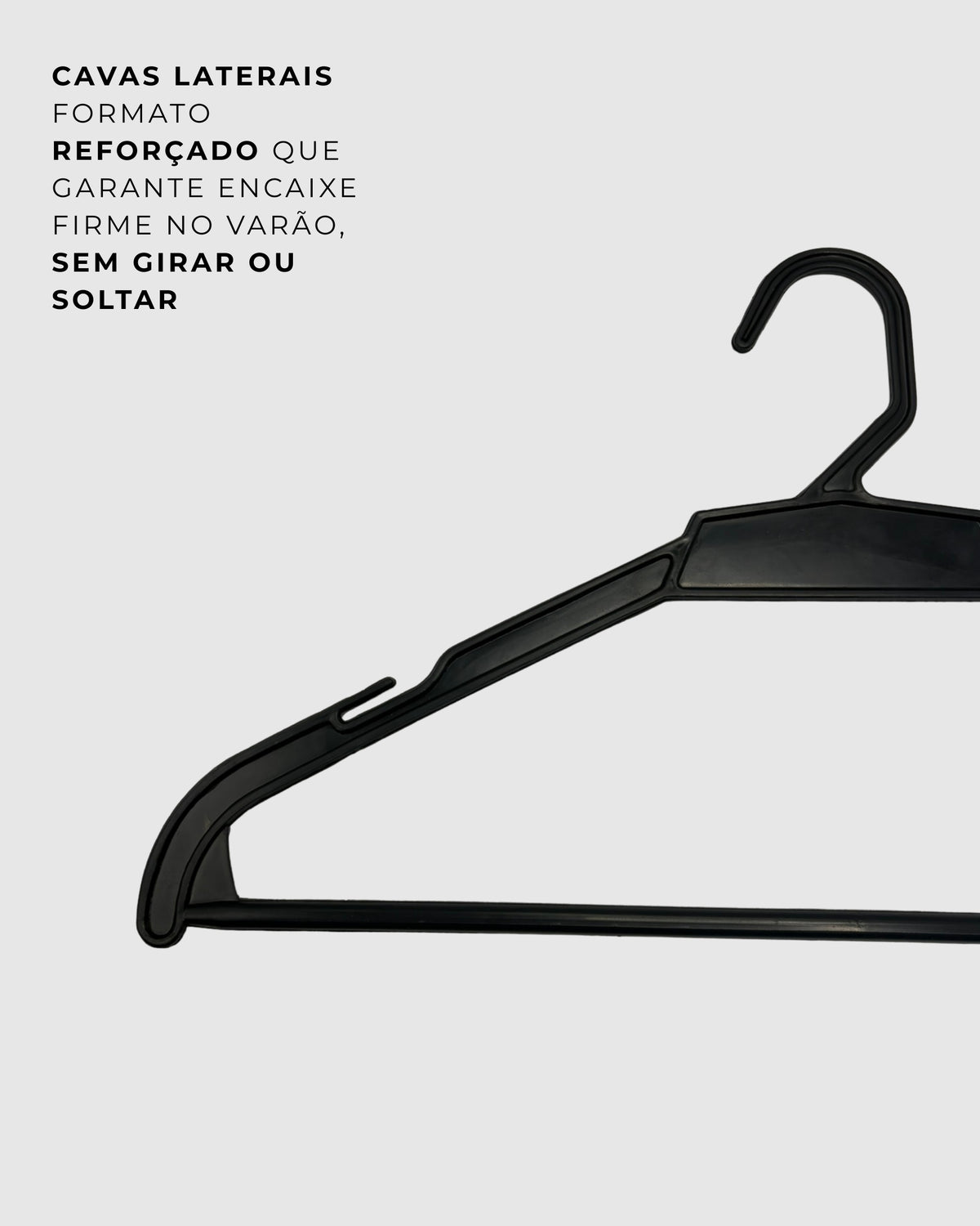 Cabide 42cm Organizador Adulto Robusto Preto Grande Firme Suporta até 5kg de Roupas