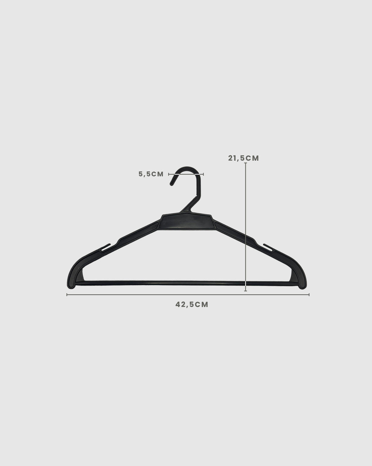 Cabide 42cm Organizador Adulto Robusto Preto Grande Firme Suporta até 5kg de Roupas