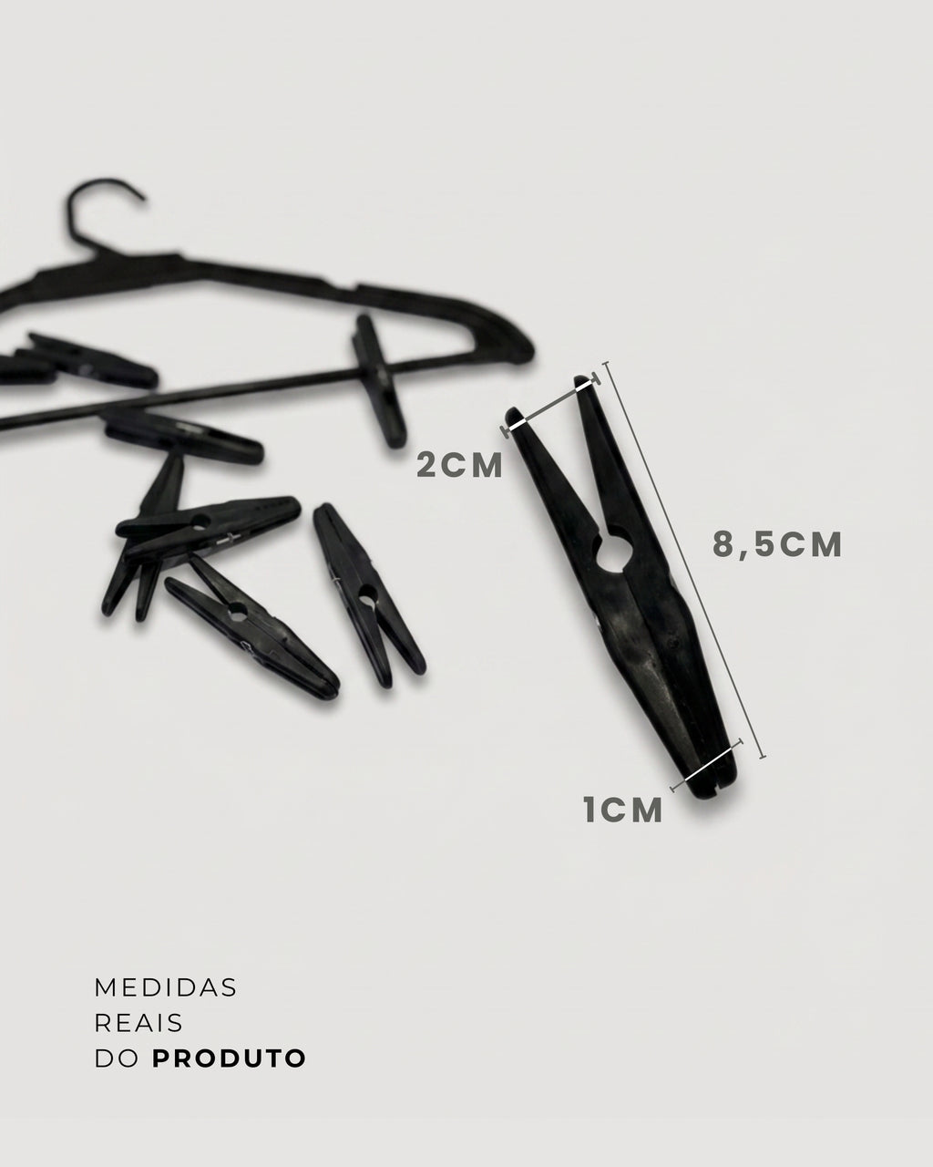 Presilha Plástica 8cm Prendedor para Cabides Organizar Closet Resistente Guarda-Roupa ou Araras