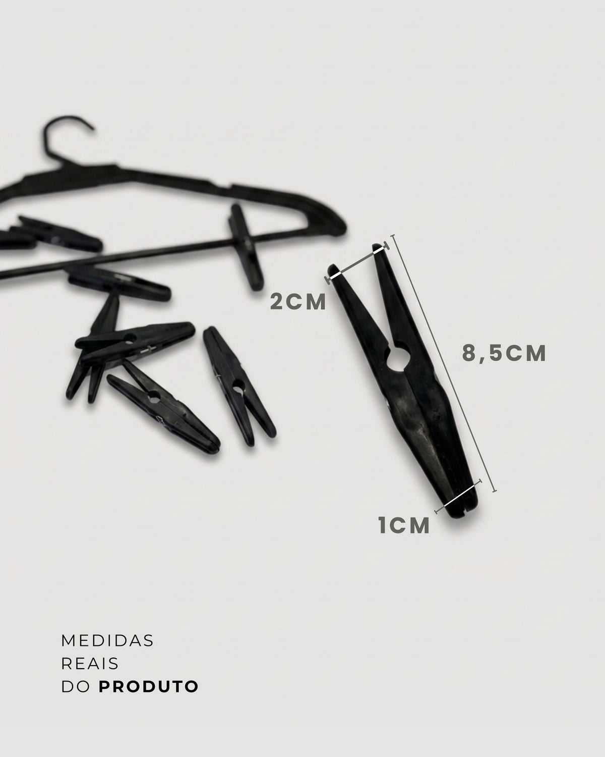 Presilha Plástica 8cm Prendedor para Cabides Organizar Closet Resistente Guarda-Roupa ou Araras